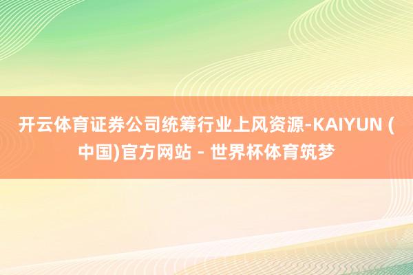 开云体育证券公司统筹行业上风资源-KAIYUN (中国)官方网站 - 世界杯体育筑梦