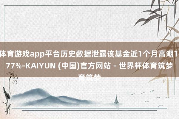 体育游戏app平台历史数据泄露该基金近1个月高潮1.77%-KAIYUN (中国)官方网站 - 世界杯体育筑梦