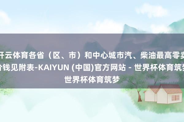 开云体育各省（区、市）和中心城市汽、柴油最高零卖价钱见附表-KAIYUN (中国)官方网站 - 世界杯体育筑梦