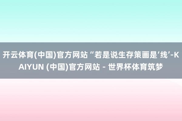 开云体育(中国)官方网站“若是说生存策画是‘线’-KAIYUN (中国)官方网站 - 世界杯体育筑梦
